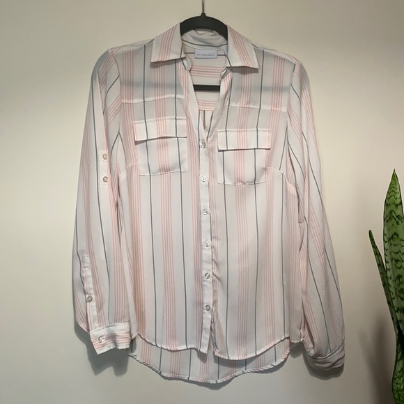 New York & Company Striped Collared Button Down - Picture 1 of 15